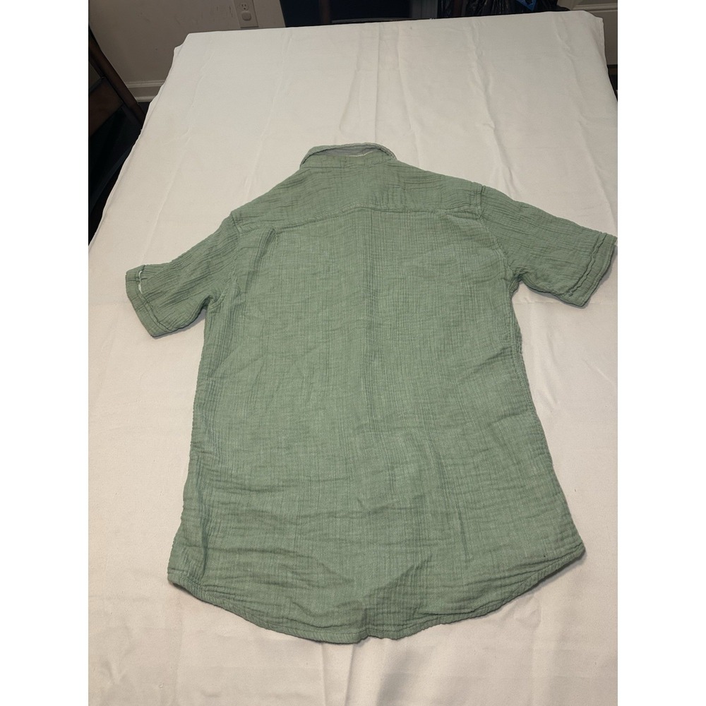 Weatherproof Vintage Mens Medium Green Double Layer Cotton Gauze Button Shirt - Picture 6 of 7